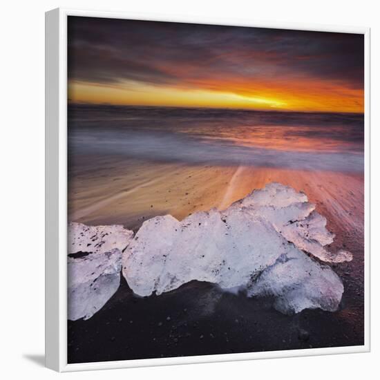 Ice Chunks on the Beach Next to Glacial River Lagoon Jškuls‡rlon (Lake), East Iceland, Iceland-Rainer Mirau-Framed Photographic Print