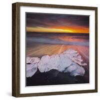 Ice Chunks on the Beach Next to Glacial River Lagoon Jškuls‡rlon (Lake), East Iceland, Iceland-Rainer Mirau-Framed Photographic Print