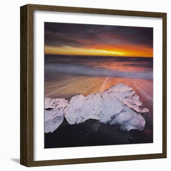 Ice Chunks on the Beach Next to Glacial River Lagoon Jškuls‡rlon (Lake), East Iceland, Iceland-Rainer Mirau-Framed Photographic Print