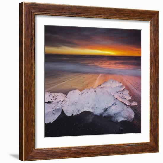 Ice Chunks on the Beach Next to Glacial River Lagoon Jškuls‡rlon (Lake), East Iceland, Iceland-Rainer Mirau-Framed Photographic Print