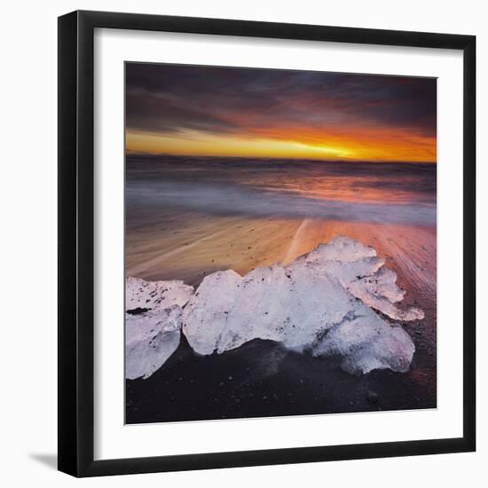 Ice Chunks on the Beach Next to Glacial River Lagoon Jškuls‡rlon (Lake), East Iceland, Iceland-Rainer Mirau-Framed Photographic Print