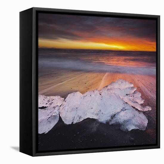 Ice Chunks on the Beach Next to Glacial River Lagoon Jškuls‡rlon (Lake), East Iceland, Iceland-Rainer Mirau-Framed Stretched Canvas