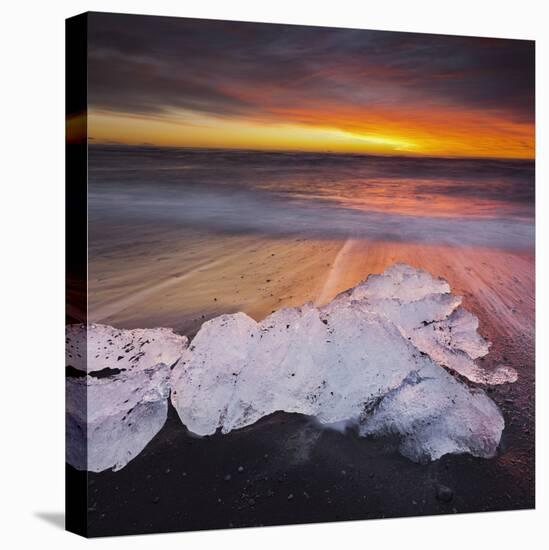 Ice Chunks on the Beach Next to Glacial River Lagoon Jškuls‡rlon (Lake), East Iceland, Iceland-Rainer Mirau-Stretched Canvas