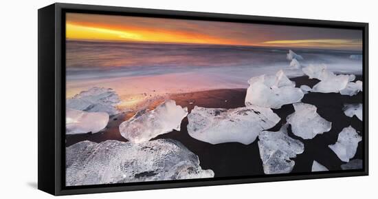 Ice Chunks on the Beach Next to Glacial River Lagoon Jškuls‡rlon (Lake), East Iceland, Iceland-Rainer Mirau-Framed Stretched Canvas