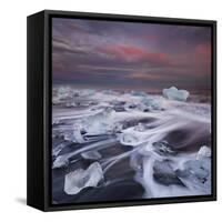 Ice Chunks on the Beach Next to Glacial River Lagoon Jškuls‡rlon (Lake), East Iceland, Iceland-Rainer Mirau-Framed Stretched Canvas