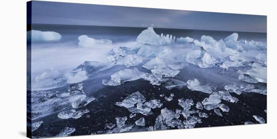 Ice Chunks on the Beach Next to Glacial River Lagoon Jškuls‡rlon (Lake), East Iceland, Iceland-Rainer Mirau-Stretched Canvas