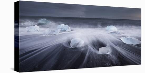 Ice Chunks on the Beach Next to Glacial River Lagoon Jškuls‡rlon (Lake), East Iceland, Iceland-Rainer Mirau-Stretched Canvas