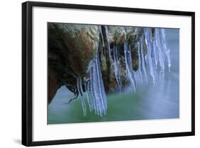 Ice Cicles On Mossy Stump With Icy Water-Anthony Paladino-Framed Giclee Print