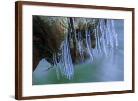 Ice Cicles On Mossy Stump With Icy Water-Anthony Paladino-Framed Giclee Print