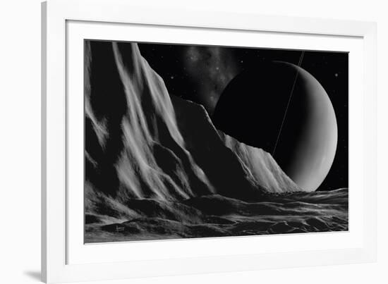 Ice Cliffs Of Miranda - Noir-David A Hardy-Framed Giclee Print