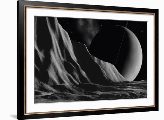 Ice Cliffs Of Miranda - Noir-David A Hardy-Framed Giclee Print