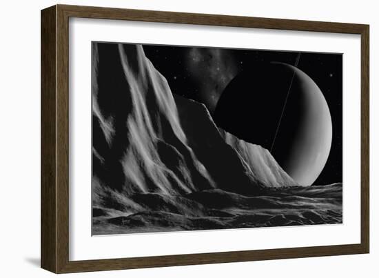 Ice Cliffs Of Miranda - Noir-David A Hardy-Framed Giclee Print