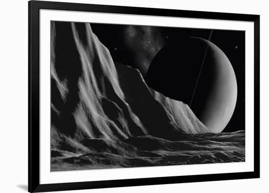 Ice Cliffs Of Miranda - Noir-David A Hardy-Framed Giclee Print