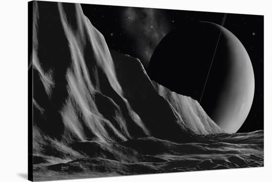 Ice Cliffs Of Miranda - Noir-David A Hardy-Stretched Canvas