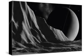 Ice Cliffs Of Miranda - Noir-David A Hardy-Stretched Canvas