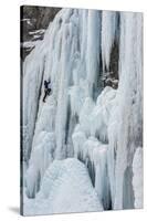 Ice Climber Ascending Stewart Falls Outside of Provo, Utah-Howie Garber-Stretched Canvas