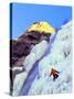 Ice Climber Enjoys Bridal Veil Falls, Wasatch Mountains, Utah, USA-Howie Garber-Stretched Canvas