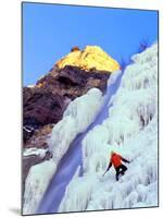 Ice Climber Enjoys Bridal Veil Falls, Wasatch Mountains, Utah, USA-Howie Garber-Mounted Premium Photographic Print