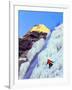 Ice Climber Enjoys Bridal Veil Falls, Wasatch Mountains, Utah, USA-Howie Garber-Framed Photographic Print
