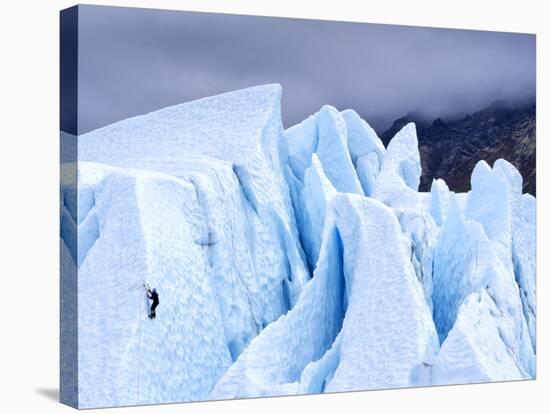 Ice Climber on Glacier-Leieng-Stretched Canvas