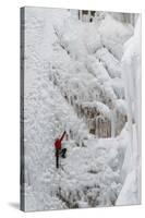 Ice Climbers Scaling Vertical Ice in Ouray Ice Park Near Ouray, Colorado-Sergio Ballivian-Stretched Canvas