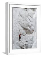 Ice Climbers Scaling Vertical Ice in Ouray Ice Park Near Ouray, Colorado-Sergio Ballivian-Framed Photographic Print