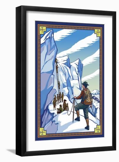 Ice Climbers-Lantern Press-Framed Art Print