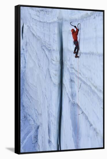 Ice Climbing in the Bernes Oberland, Swiss Alps-Robert Boesch-Framed Stretched Canvas