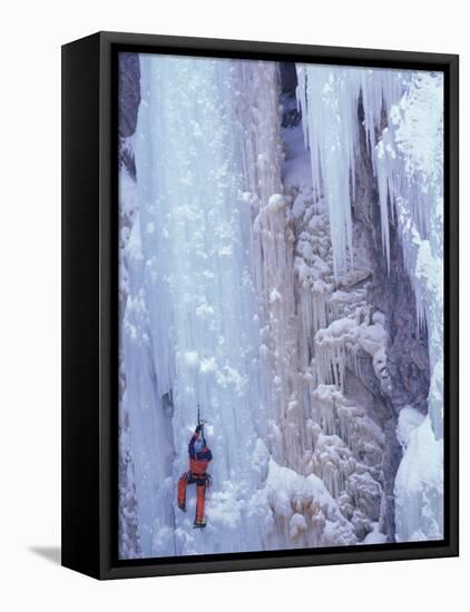 Ice Climbing, Ouray, Colorado, USA-Lee Kopfler-Framed Stretched Canvas