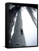 Ice Climbing, USA-Michael Brown-Framed Stretched Canvas