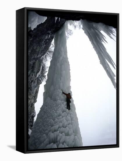 Ice Climbing, USA-Michael Brown-Framed Stretched Canvas