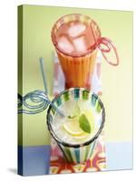 Ice-Cold Lemonade and Pink Grapefruit Juice in Glasses-null-Stretched Canvas