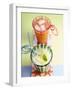 Ice-Cold Lemonade and Pink Grapefruit Juice in Glasses-null-Framed Photographic Print
