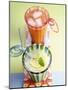 Ice-Cold Lemonade and Pink Grapefruit Juice in Glasses-null-Mounted Photographic Print