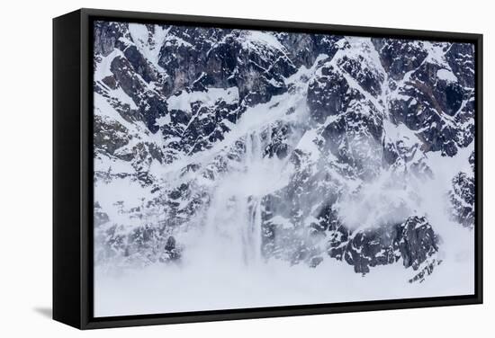 Ice Cornice Avalanche at Neko Harbor-Michael Nolan-Framed Stretched Canvas
