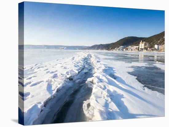 Ice Crack in the Surface of Lake Baikal That Has Opened and Refrozen-Louise Murray-Stretched Canvas