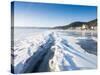 Ice Crack in the Surface of Lake Baikal That Has Opened and Refrozen-Louise Murray-Stretched Canvas