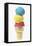 Ice Cream Cone with Scoops of Different Coloured Ice Cream-Kai Stiepel-Framed Stretched Canvas