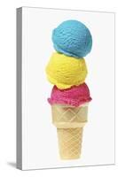 Ice Cream Cone with Scoops of Different Coloured Ice Cream-Kai Stiepel-Stretched Canvas