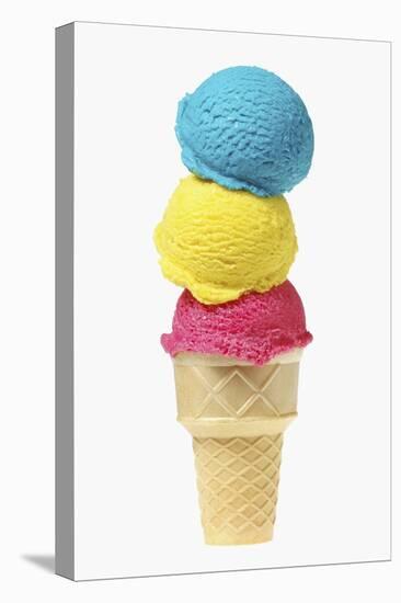 Ice Cream Cone with Scoops of Different Coloured Ice Cream-Kai Stiepel-Stretched Canvas