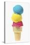 Ice Cream Cone with Scoops of Different Coloured Ice Cream-Kai Stiepel-Stretched Canvas