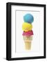 Ice Cream Cone with Scoops of Different Coloured Ice Cream-Kai Stiepel-Framed Photographic Print