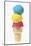 Ice Cream Cone with Scoops of Different Coloured Ice Cream-Kai Stiepel-Mounted Photographic Print