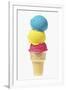 Ice Cream Cone with Scoops of Different Coloured Ice Cream-Kai Stiepel-Framed Photographic Print