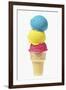 Ice Cream Cone with Scoops of Different Coloured Ice Cream-Kai Stiepel-Framed Photographic Print