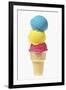 Ice Cream Cone with Scoops of Different Coloured Ice Cream-Kai Stiepel-Framed Photographic Print