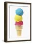 Ice Cream Cone with Scoops of Different Coloured Ice Cream-Kai Stiepel-Framed Photographic Print