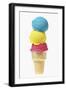 Ice Cream Cone with Scoops of Different Coloured Ice Cream-Kai Stiepel-Framed Photographic Print