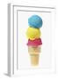 Ice Cream Cone with Scoops of Different Coloured Ice Cream-Kai Stiepel-Framed Photographic Print