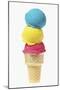 Ice Cream Cone with Scoops of Different Coloured Ice Cream-Kai Stiepel-Mounted Photographic Print